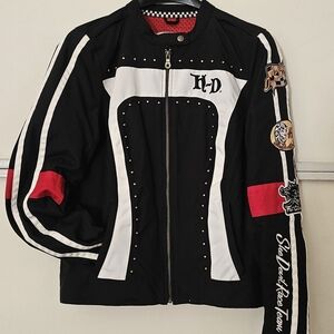 Harley-Davidson NWOT She Devil Racing Jacket, Black with White and Red Accents